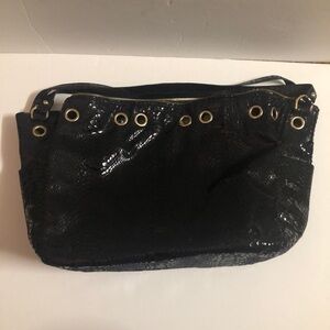 Black Leather Purse With Shoulder Strap
